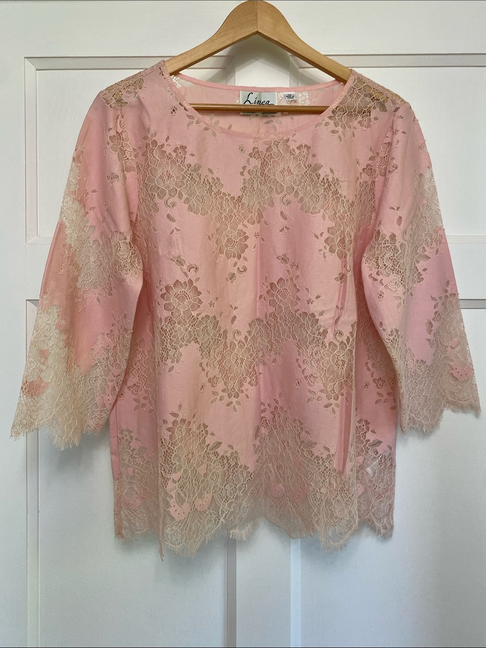 Linea by Louis Dell'Olio Pretty in Pink Lace Blouse
